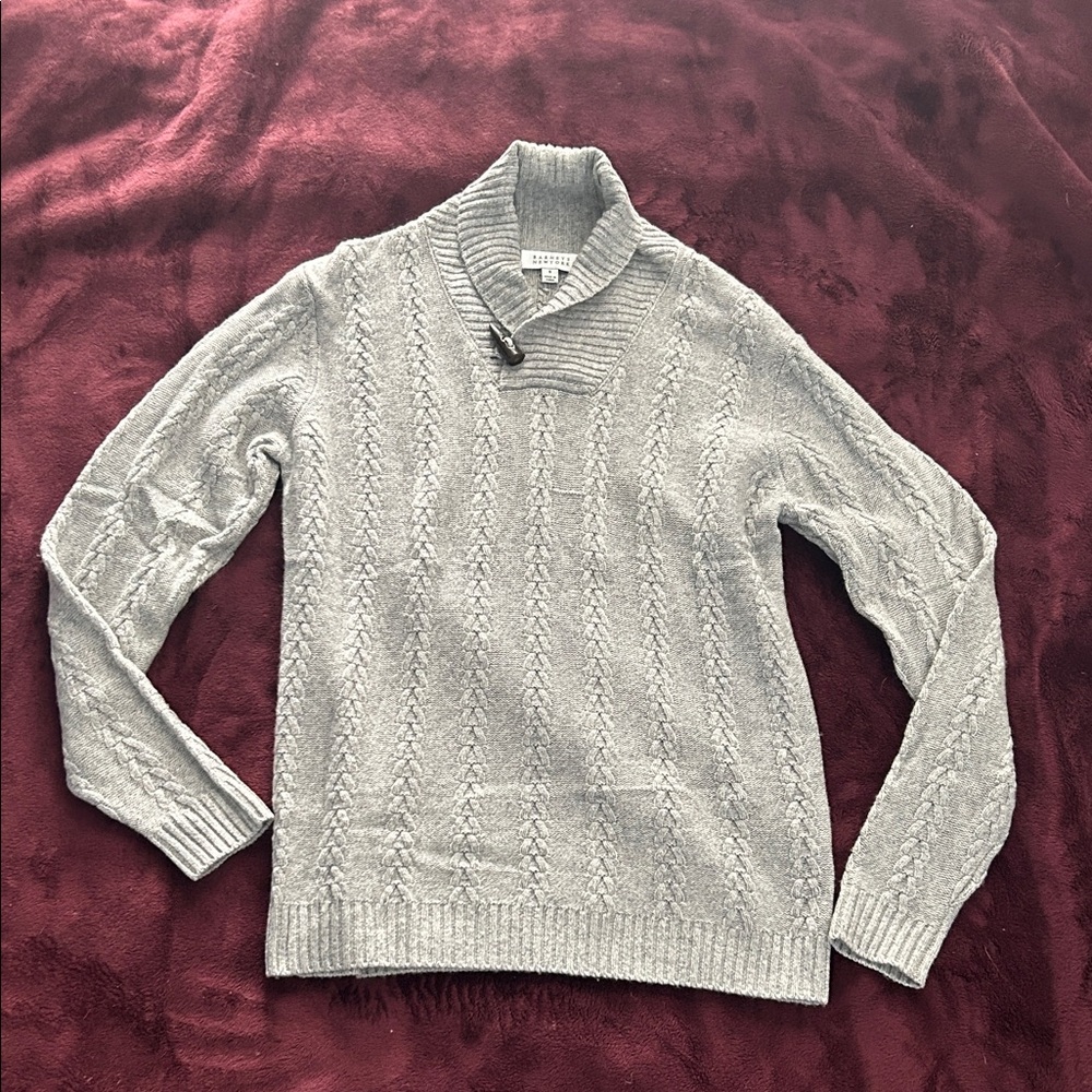 BARNEY NEW YORK Gray Cable Knit Men's Sweater